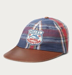 新作　直営　日本未発売　POLO RALPH LAUREN Leather-Bill Plaid Twill Cap　本物をお届けします！