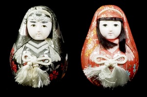  Showa era Vintage Ehime. tradition handicraft ........ pair set Japanese doll ornament .. thing interior 1970 period FTO511