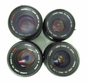 【4本セット】　Canon　キャノン　カメラ用レンズ　4本セット　FD 50mm 1:1.4 S.S.C. ×2　/FD　28㎜　1:2.8 / FD 50mm 1:1.8【ジャンク】