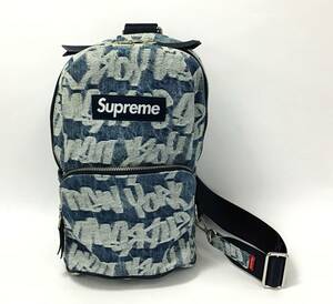 使用数回 Supreme スリングバッグ デニム Fat Tip Jacquard Denim Sling Bag シュプリーム ボディバッグ ウエスト ショルダー 鞄