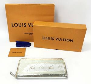 LOUIS VUITTON 長財布 ジッピーウォレット ヴェルティカル モノグラム ミラー シルバー 元箱 袋つき ラウンドファスナー 男性 女性