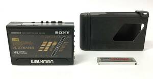 2点セット SONY WALKMAN WM-F502/専用ケース ポータブル ラジオ カセットプレーヤー ブラック アダプター ラジカセ ウォークマン ソニー