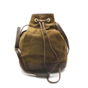 BORBONESE Volvo ne-ze pouch shoulder bag ... pattern suede leather Brown lady's with defect 