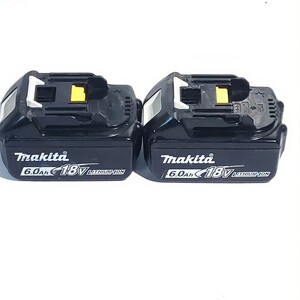 フル充電確認済！ 中古品 マキタ makita 純正 18V 6.0Ah リチウムイオンバッテリ BL1860B 2個セット①