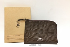 経堂) WTAPS ダブルタップス CREAM.M/WALLET.LEATHER.COW 型押し レザー コインケース ウォレット ブラウン 美品