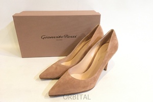 二子玉)Gianvito Rossi ジャンビトロッシ 未使用 GIANVITO 85 スウェードヒールパンプス 定価104,500円 ベージュ 37 23.5cm 訳有