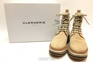 経堂)CLERGERIE クレジュリー BRENDY サイドコア レースアップショートブーツ レディース サイズ39 ベージュ 定価10万円