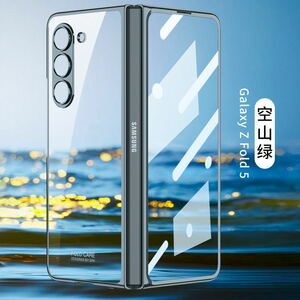 Galaxy Z Fold5 ケース クリア ヒンジ保護 ギャラクシー Z フォールド5 / SC-55D SCG22 電気メッキバンパー カバー 一体型ガラスフィルム