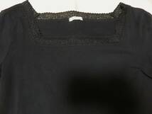 美品 ドゥ ファミリィ スクエアネック レース シャツ ブラック/黒 M 6528 カットソー インナー Tシャツ 日本製 ドゥファミリー DO!FAMILY_画像3