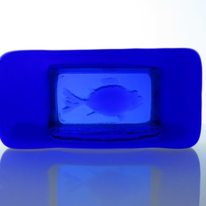 Boda/ボダ Erik Hoglund/エリックホグラン アッシュトレイ 長方形 ブルー さかな 10.0cm×4.9cm ブランドシール付きの画像1