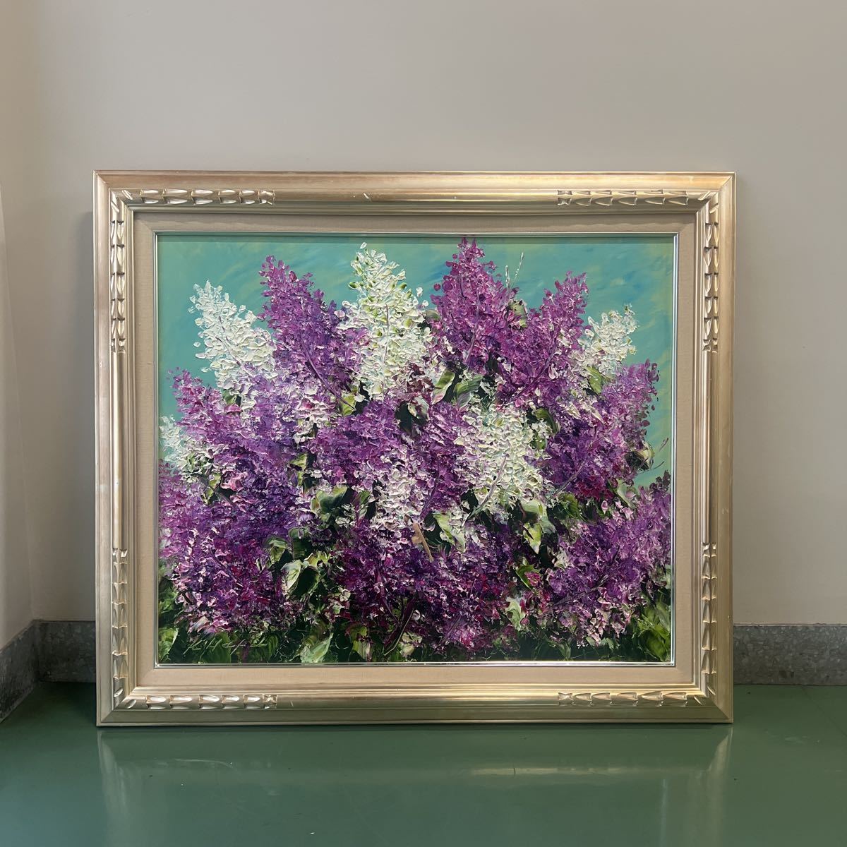 *Authentic* Kenji Hara Oil painting Lilac Flowers Sapporo F20 size, Painting, Oil painting, others