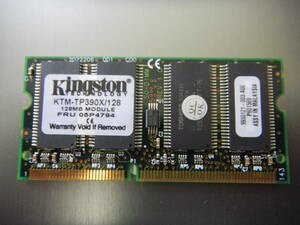 Kingston　128MB SDRAM 100MHz Non-ECC Unbuffered SODIMM　CL3 3.3V 144-pin　KTM-TP390X/128