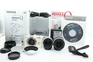 ☆PENTAX ペンタックス Q ホワイト・レンズ 8.5mm F1.9・・5-15ｍｍＦ２.8-4.5　バッテリー・充電器・取説付 ミラーレス一眼レフ