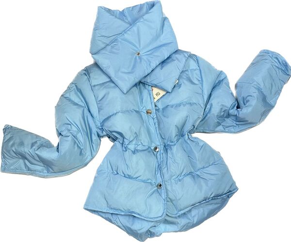 ★ キッズ 服 子供ジャケット 無地 【水色】100cm マフラー付き