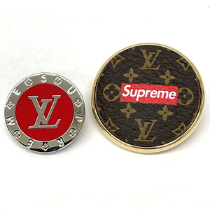 【未使用品】【中古】LOUIS VUITTON Supreme ルイヴィトン シュプリームコラボ ピンバッチセット MP2076　ブローチ モノグラム