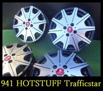 【941】T801030▲HOTSTUFF Trafficstar▲15x4.5J 4穴 PCD100 +45 4本 軽自動車全般_画像1