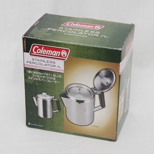 未使用品　コールマン　ステンレスパーコレーターL　蓋のツマミはガラス製　1.5L 8カップ分　Coleman　STAINLESS PERCOLATOR/L