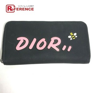 Dior ディオール KAWS カウズ コラボ ロゴ ラウンドファスナー 日本限定 長財布 ブラック メンズ【中古】