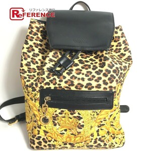 VERSACE Versace Leopard . leopard backpack bag Vintage rucksack yellow lady's [ used ]