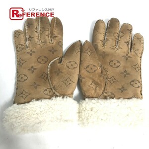 LOUIS VUITTON Louis Vuitton M70480 monogram mouton glove fur gloves Brown lady's [ used ]