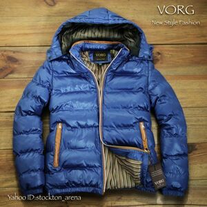新品*VORG*ヴォーグ Ultra Light 中綿ジャケット XL ブルー ■ 青 ジャケット コート フード取り外し可能 軽量フェイクダウンジャケット
