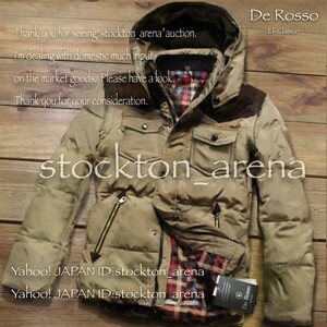 新品■De Rosso* ダウン80% メンズダウンジャケット カーキ XL ■ 冬 メンズ アウター フード取外し ジャケット コート 取置き 同梱