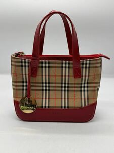 ★ BURBERRY / バーバリー ミニ ハンドバッグ ノバチェック柄 赤 ブランド 中古品 1108A