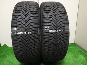 2750【本州送料無料】ミシュラン クロスクライメートSUV 225/55R18 2本 オールシーズンタイヤ 持ち込みタイヤ交換茨城中古タイヤ