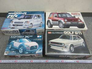 S【12-2】□3 未組立て 自動車プラモデル4点 イマイ VOLKSWAGEN フォルクスワーゲン GOLF GTI 1/24 他 パジェロJr ワゴンR ミニ四駆コペン