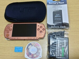 PSP 2000 マットブロンズ 本体 バッテリー 充電器 メモリースティック 本体ケース ダンジョントラベラーズ