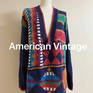 American Vintage ビッグセーター　美品 ニットセーター 総柄