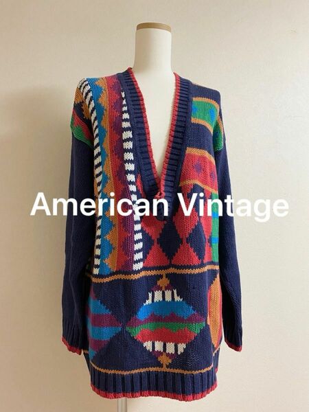 American Vintage ビッグセーター　美品 ニットセーター 総柄