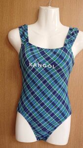 ☆KANGOL☆紺×水色×白☆チェック柄のワンピース水着☆９M☆日本製☆