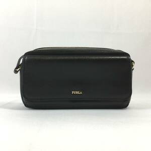 【美品】フルラ インカント ショルダーバッグ 962807 レザー ブラック 斜め掛け ポシェット ミニバッグ FURLA