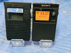 【ラジオ　本体】SONY SRF-R356 FMステレオ/AM放送対応 名刺サイズ ブラック 携帯ラジオ 巻き取りイヤホン内蔵 本体