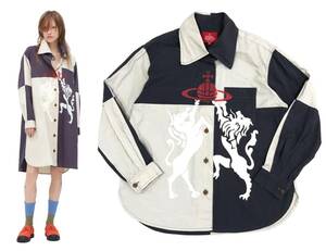 Vivienne Westwood RED LABEL ヴィヴィアンウエストウッド レッドレーベル 21SS ORB オーブ ホース＆ライオン ブロッキングシャツ 00/長袖