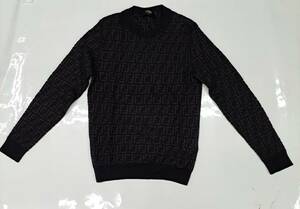 FENDI( Fendi ) high class sweater [FENDI ROMA] Fendi Rome ( black × Brown ) size :48M corresponding [MADE IN ITALY] ultra rare goods 