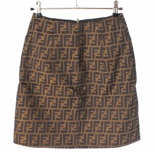 [ Fendi jeans ]Fendi Jeans Zucca pattern reversible cotton Zip skirt Brown black XL [ used ][ regular goods guarantee ]187321