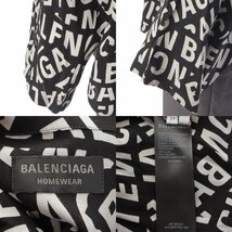 【バレンシアガ】Balenciaga 23SS メンズ ロゴプリント オールオーバー シャツ ホームウェア ブラック 37 【中古】193871_画像7