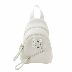 [roje vi vi e]Roger Vivier War key vi vu -stroke las buckle leather backpack white [ used ][ regular goods guarantee ]190641