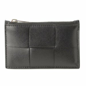 【ボッテガ ヴェネタ】Bottega Veneta　マキシイントレチャート カード コインケース 681010 ブラック 【中古】【正規品保証】192379