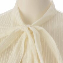 【クリスチャンディオール】Christian Dior リボン Bee刺繍 レース チュール シャツブラウス ホワイト34 【中古】193823_画像5