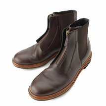 【ドルチェアンドガッバーナ】Dolce&Gabbana　メンズ レザー ジップアップ サイドゴア ショートブーツ A60040 ブラウン 8 1/2 194248_画像1