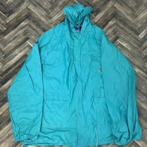 ヤM51 古着 マウンテンパーカー ジャケット ジャンパー アウター ブルゾン グリーン 水色 L フード、袖に汚れありの画像1