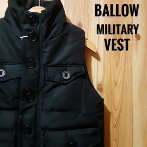 最値!未使用・デッドストック品!レトロとモダンの融合!【BALLOW/バロー】パデット ミリタリー アウトドア 中綿ベスト!ブラック!黒 Mサイズ