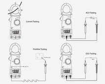 クランプメーター マルチ計測器 電流測定器 AC/DC両用 非接触で電流計測 電流計 電圧計 抵抗/導通チェック機能 テストリード付 GWMMDT3266_画像6