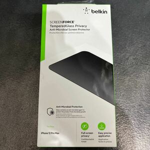 送料185円　ベルキンBelkin iPhone 12 Pro Max 用 保護ガラスフィルム 強化ガラス 抗菌 プライバシー保護のぞき見防止