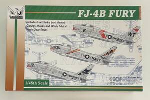 送料510円〜 希少 中袋未開封未組立品 グランドフェニックス 1/48 FJ-4B フューリー アメリカ海軍 メタルパーツ/エッチング/レジンパーツ付