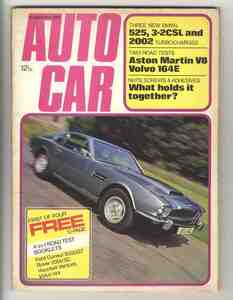 【d0810】73.9.6 AUTOCAR／BMW1974モデル-525/3.2CSL/2002ターボ、アストンマーチンV8、ボルボ164E、...