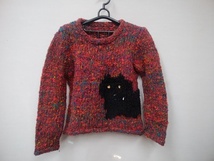 ★アトリエＫの猫柄セーターです★黒猫★手編み★編み込み★ＭＩＸ糸★送料サービス_画像1